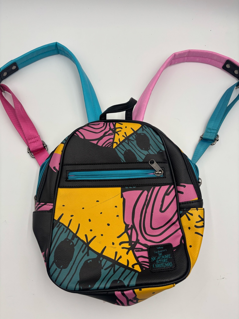Disney Backpack Pink Yellow Nightmare Before Christmas Tim Burtons Colorful 9x9